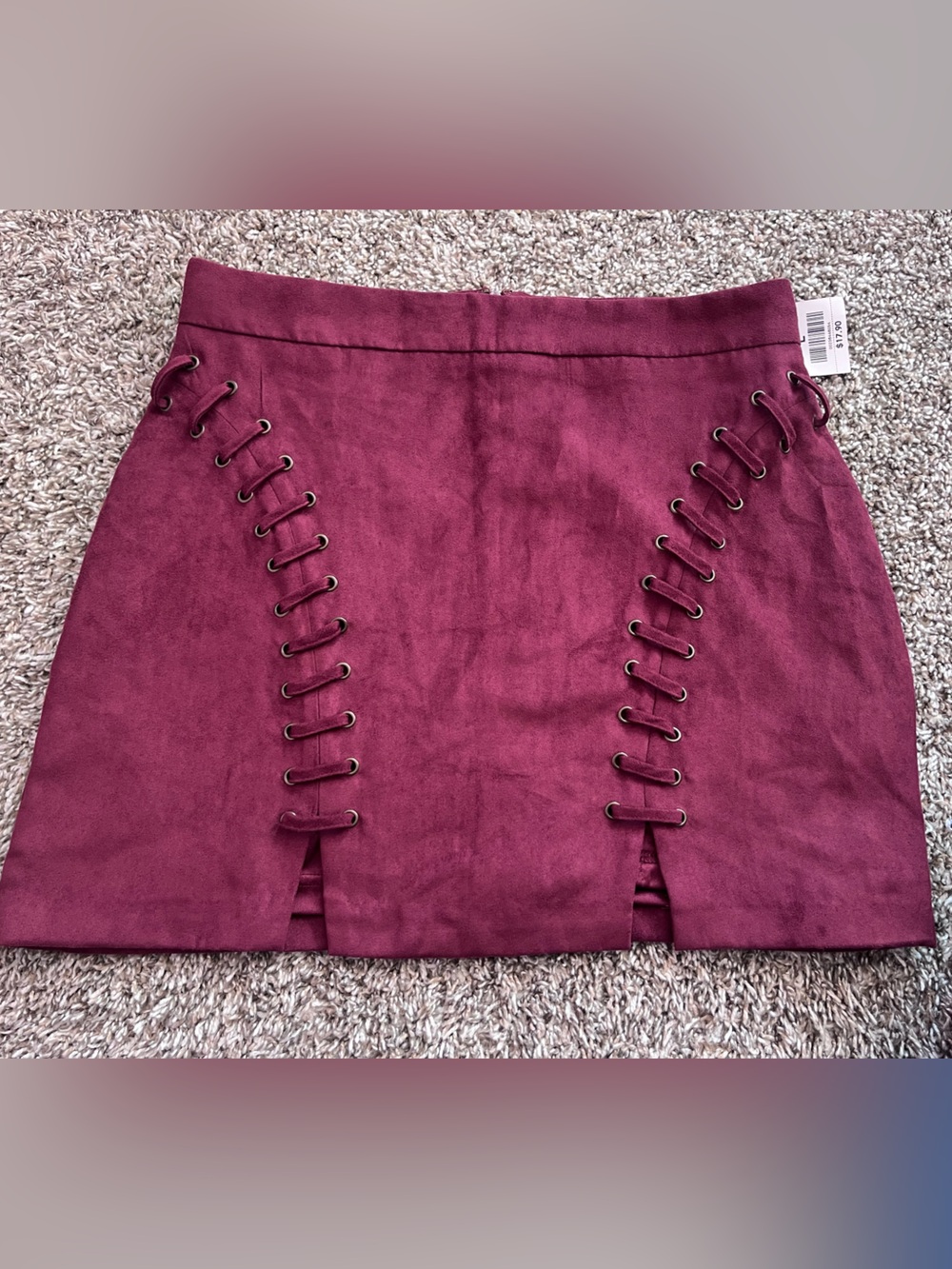 Forever 21 Lace-Up Mini Skirt in burgundy